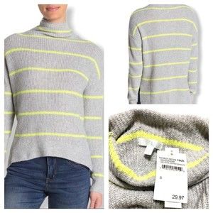 Abound New Women's Mock Neck Long Sleeve Knit Sweater Gray Ribbed Top S